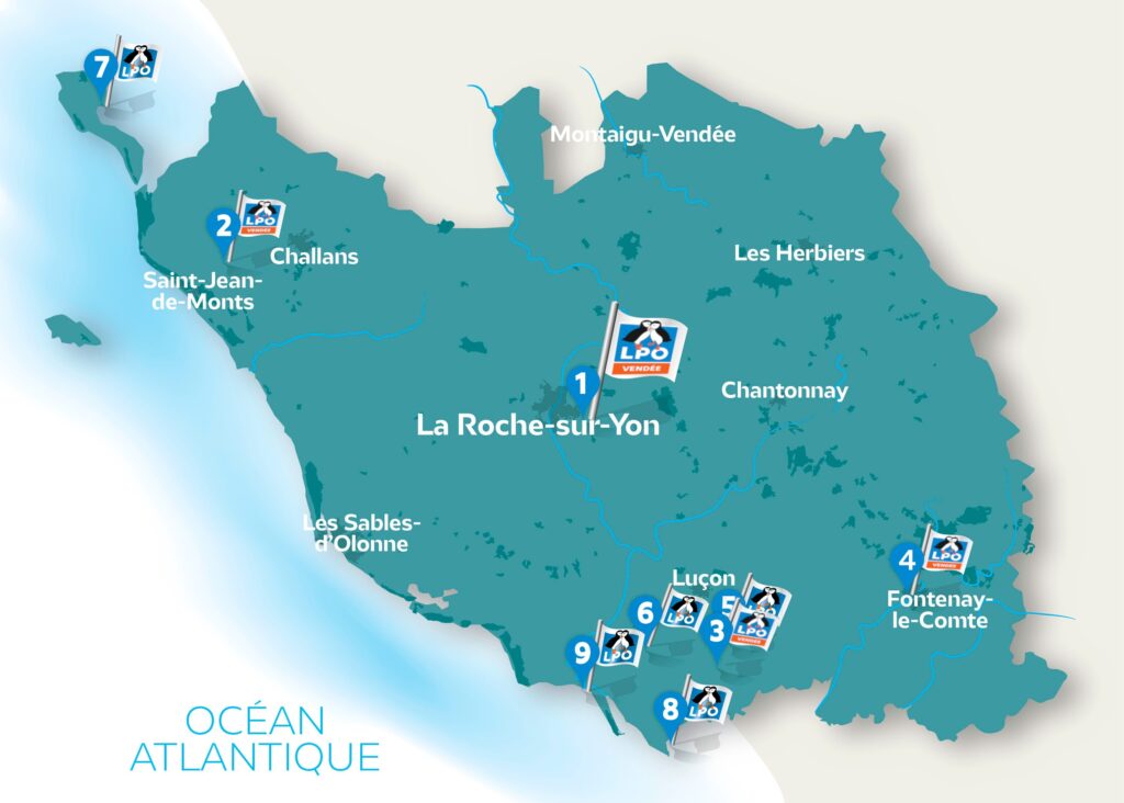 Carte : la LPO en Vendée - © Les pieds sur terre - Mise à jour janvier 2025
